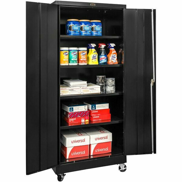 Hallowell 36'' x 24'' x 72'' Black Mobile Storage Cabinet with Solid Doors - Unassembled 415S24M-ME 434415S24MME